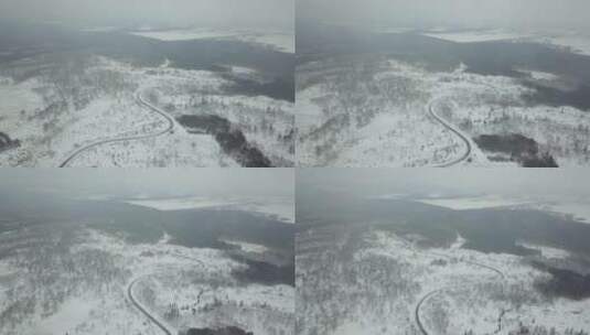 原创 日本北海道阿寒湖冬季森林公路风光高清在线视频素材下载