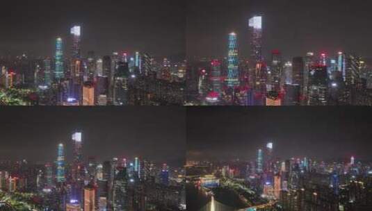 广州地标建筑夜景航拍高清在线视频素材下载