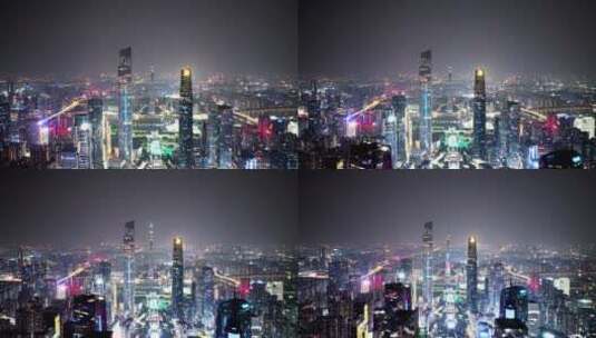 航拍夜晚广州城区现代建筑高清在线视频素材下载