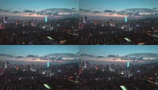 航拍广州天河城市天际线夜晚风光高清在线视频素材下载