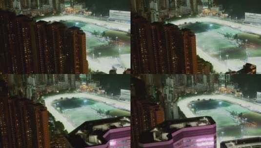 香港铜锣湾夜景航拍大景高清在线视频素材下载
