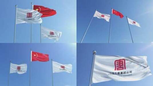 中国大唐旗帜高清在线视频素材下载