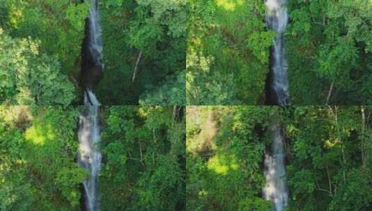 俯拍森林中的瀑布高清在线视频素材下载