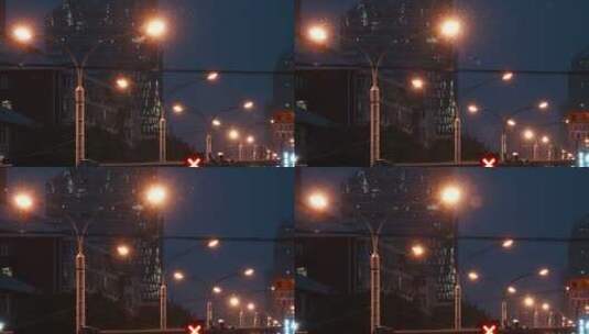 路灯 城市路灯亮起高清在线视频素材下载