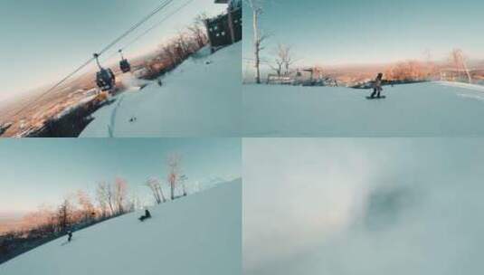 单板滑雪雪场拍摄高清在线视频素材下载