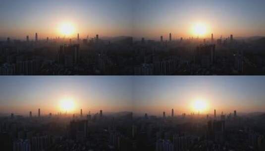 深圳高楼城市日落夕阳照耀建筑F高清在线视频素材下载
