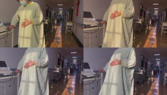 产妇孕妇在医院里走路疼痛不适高清在线视频素材下载