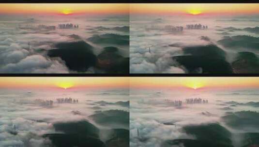 城市云海日出高清在线视频素材下载