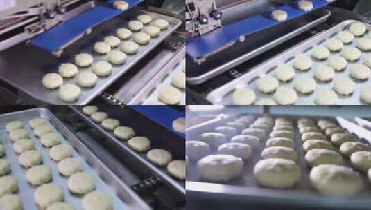 食品工厂酥皮月饼生产高清在线视频素材下载