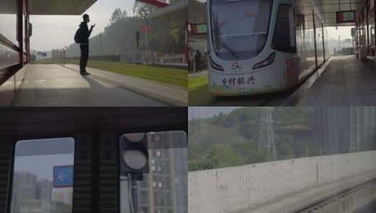 广州黄埔区有轨电车轻轨列高清在线视频素材下载