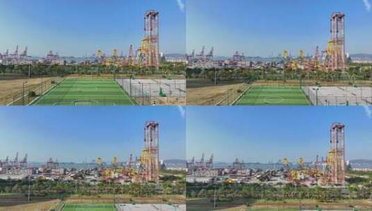 航拍漳州港重工业上市公司中信重工生产基地高清在线视频素材下载