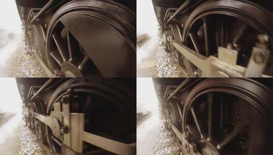 蒸汽机火车轮高清在线视频素材下载