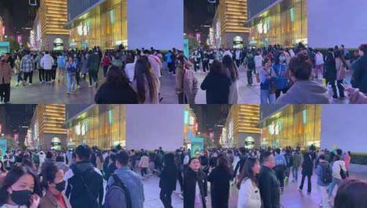 上海南京东路夜景人流游客逛街高清在线视频素材下载