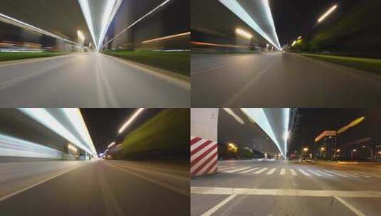 晚上汽车穿梭在城市延时摄影高清在线视频素材下载