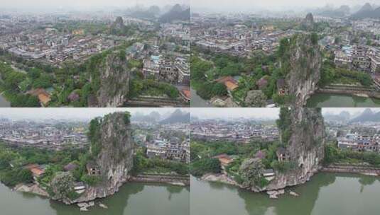 广西桂林伏波山景区航拍高清在线视频素材下载
