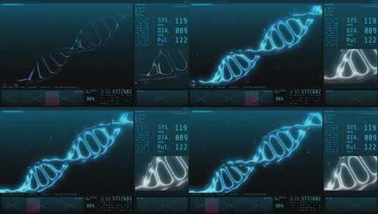 计算机屏幕上人类 DNA 的 3D 动画4K高清在线视频素材下载