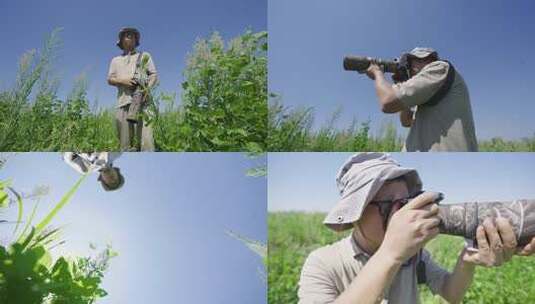 观鸟爱好者摄影爱好者户外拍摄候鸟高清在线视频素材下载