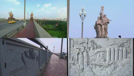南京长江大桥雕塑高清在线视频素材下载