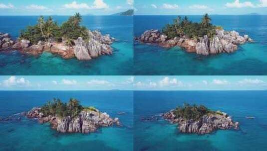 航拍海中小岛高清在线视频素材下载