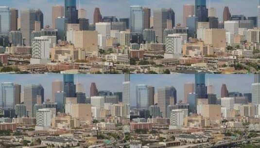 休斯顿市中心城市景观的无人机视图高清在线视频素材下载