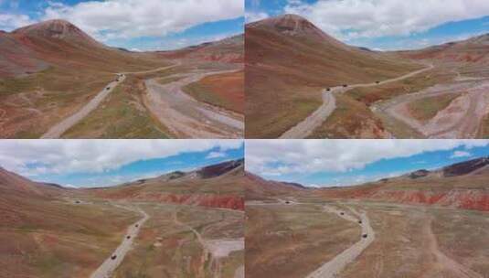 牧马人越野 青藏高原越野 越野航拍高清在线视频素材下载