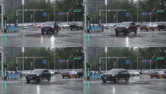 雨天 下雨 城市风光 写意 台风 雨中景色高清在线视频素材下载