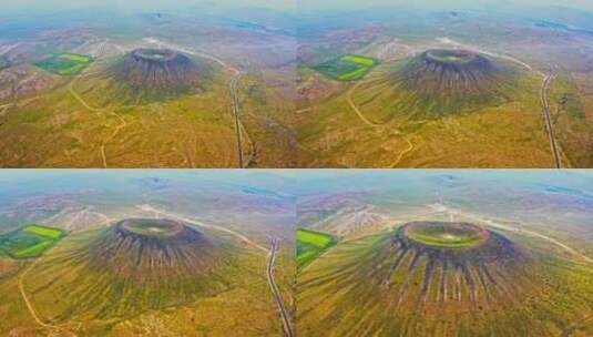 航拍内蒙古自治区乌兰察布市乌兰哈达火山群高清在线视频素材下载