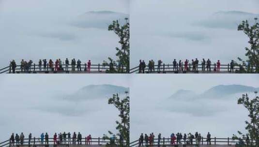 一群摄影人在云海景区创作高清在线视频素材下载