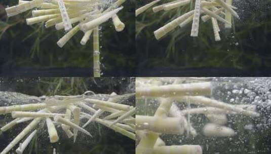 新鲜野生竹笋掉落水中高清在线视频素材下载