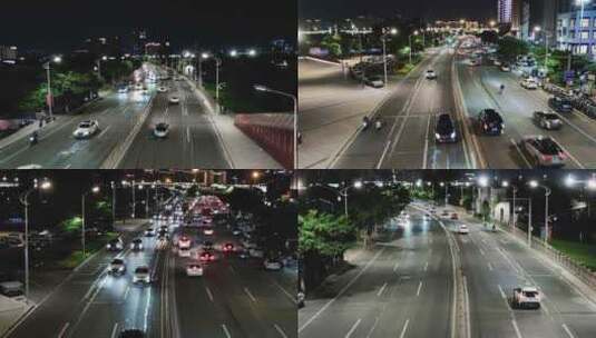 城市交通夜景车辆行驶实拍高清在线视频素材下载