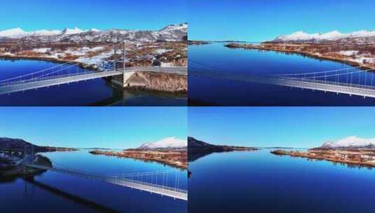 4K航拍挪威塞尼亚岛雪景晚霞自然风光高清在线视频素材下载