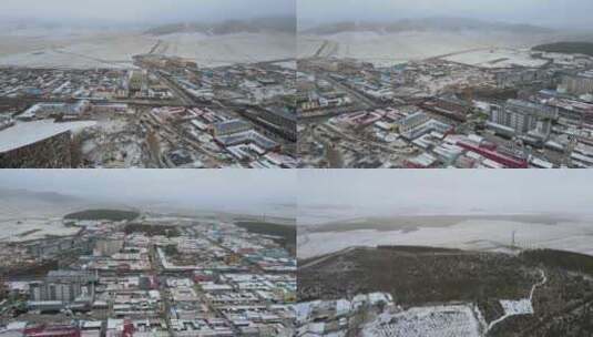 内蒙古乌兰布统冬季航拍高清在线视频素材下载
