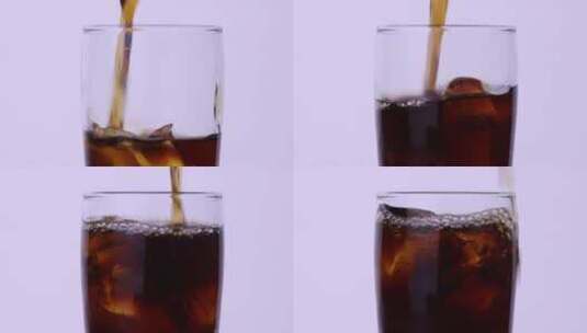 白背景可乐近景倒可乐固定高清在线视频素材下载