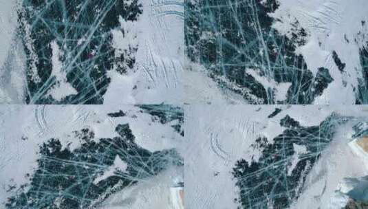 贝加尔湖热门旅游景点蓝色碎冰上躺着的年轻高清在线视频素材下载