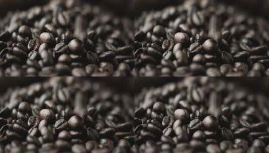 深色烘焙咖啡豆成堆高清在线视频素材下载
