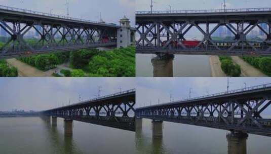 湖北武汉长江大桥大气震撼航拍高清在线视频素材下载
