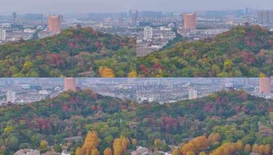 浙江绍兴越城区府山公园航拍城市风景大自然高清在线视频素材下载