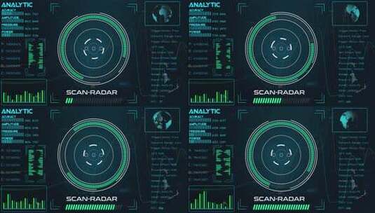 技术雷达HUD屏幕动画4K。Vd 180高清在线视频素材下载