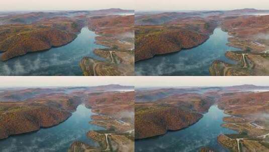 航拍山川云海湖泊日出自然风景高清在线视频素材下载