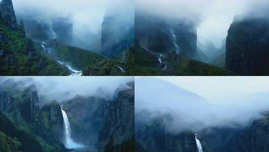 云雾萦绕 高山流水 峰峦叠嶂 天地交辉高清在线视频素材下载