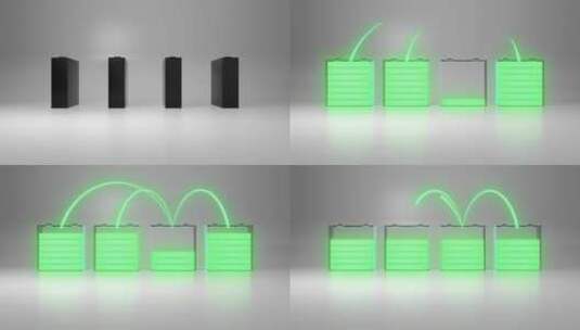 科技电池电芯充电续航平衡系统C4D工程高清AE视频素材下载