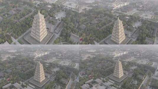 航拍视角下的西安大雁塔全景高清在线视频素材下载