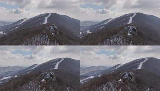 吉林松花湖滑雪场雪道冬季雪山远景俯瞰高清在线视频素材下载