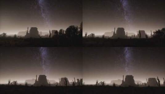 延时拍摄沙漠上空的星空高清在线视频素材下载