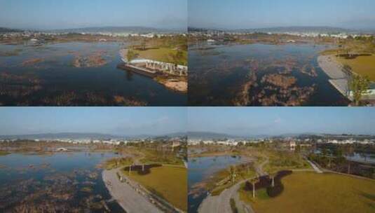 云南建水湿地和双龙桥十七孔桥高清在线视频素材下载