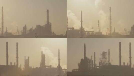炼油厂烟雾排放特写高清在线视频素材下载