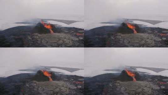 航拍熔岩喷发高清在线视频素材下载