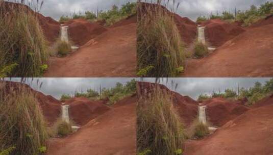 小沙堆形成的瀑布景观高清在线视频素材下载