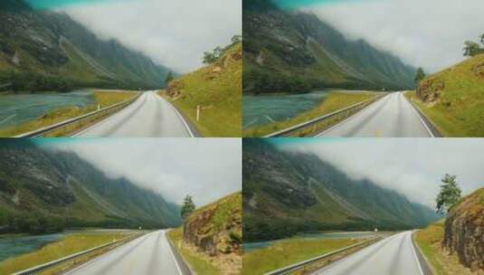 挪威山脉公路风景高清在线视频素材下载