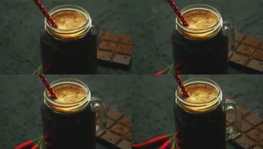 一杯香醇的咖啡特写高清在线视频素材下载